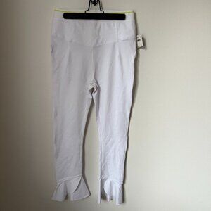 NWT Free people movement Sanctuary Ruffle White Leggings size L